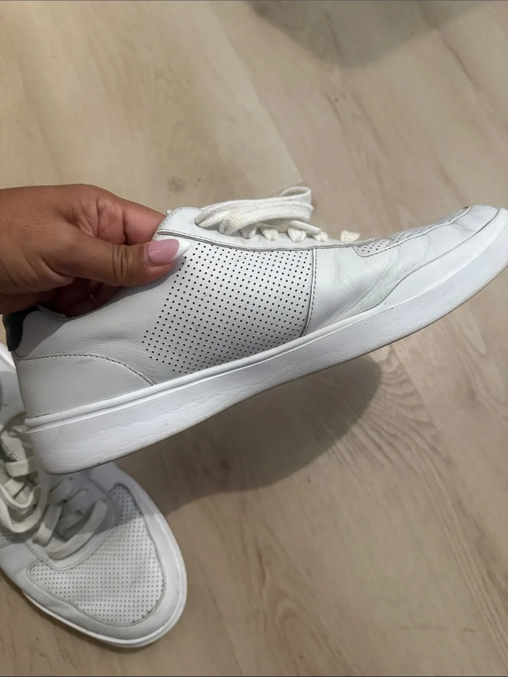 Cole Haan Men’s White Perforated Leather Lace-Up Sneakers